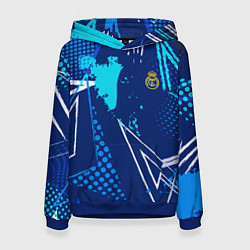 Толстовка-худи женская Реал Мадрид фк эмблема, цвет: 3D-синий
