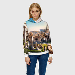 Толстовка-худи женская Руины Рима, цвет: 3D-белый — фото 2