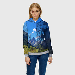 Толстовка-худи женская Перечень гор России, цвет: 3D-меланж — фото 2