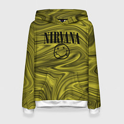 Толстовка-худи женская Nirvana лого абстракция, цвет: 3D-белый