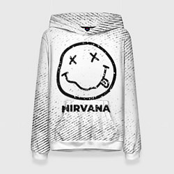 Женская толстовка Nirvana с потертостями на светлом фоне