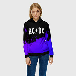 Толстовка-худи женская AC DC purple grunge, цвет: 3D-черный — фото 2