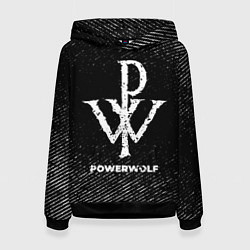 Толстовка-худи женская Powerwolf с потертостями на темном фоне, цвет: 3D-черный