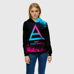 Толстовка-худи женская Thirty Seconds to Mars - neon gradient, цвет: 3D-черный — фото 2