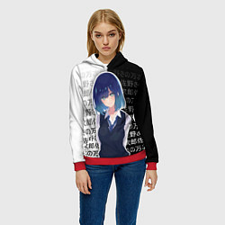 Толстовка-худи женская Аканэ - Звёздное дитя - иероглифы, цвет: 3D-красный — фото 2
