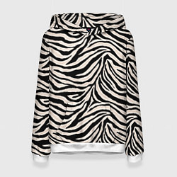 Толстовка-худи женская Полосатая шкура зебры, белого тигра, цвет: 3D-белый