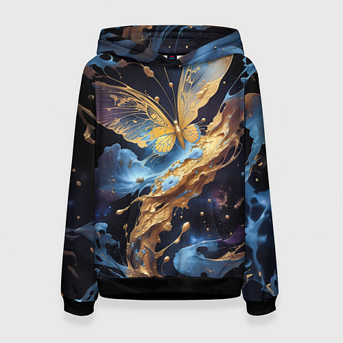 Женская толстовка Бабочка краски узор / 3D-Черный – фото 1