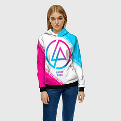 Толстовка-худи женская Linkin Park neon gradient style, цвет: 3D-черный — фото 2