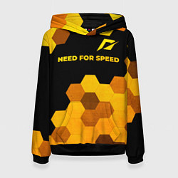Толстовка-худи женская Need for Speed - gold gradient: символ сверху, цвет: 3D-черный