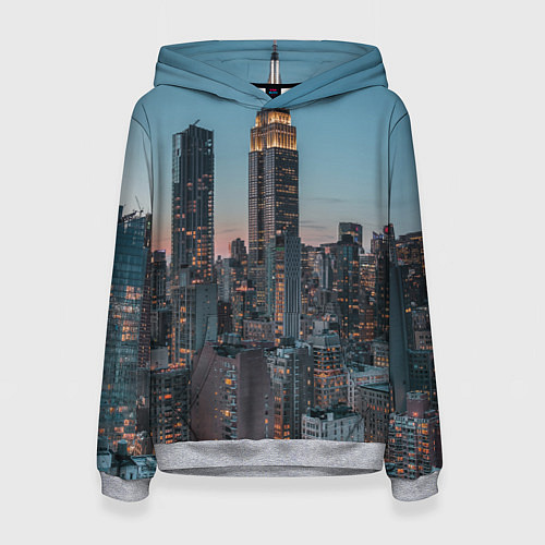 Женская толстовка Утренний город с небоскребами / 3D-Меланж – фото 1