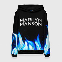 Толстовка-худи женская Marilyn Manson blue fire, цвет: 3D-черный