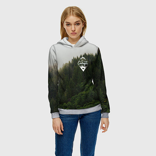 Женская толстовка Я из Сибири на фоне леса / 3D-Меланж – фото 3