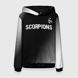 Толстовка-худи женская Scorpions glitch на темном фоне: символ сверху, цвет: 3D-черный
