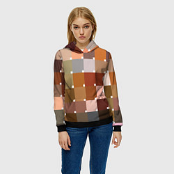 Толстовка-худи женская Brown squares, цвет: 3D-черный — фото 2