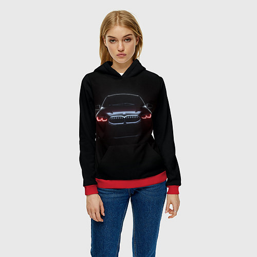 Женская толстовка BMW - red eyes / 3D-Красный – фото 3