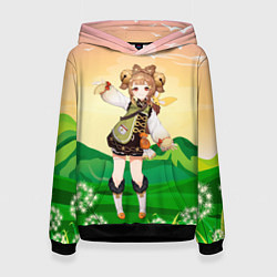 Толстовка-худи женская Яо Яо Геншин, цвет: 3D-черный