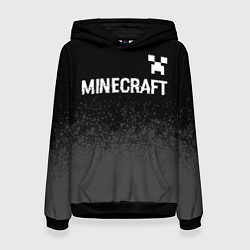 Толстовка-худи женская Minecraft glitch на темном фоне: символ сверху, цвет: 3D-черный