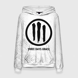 Толстовка-худи женская Three Days Grace glitch на светлом фоне, цвет: 3D-белый