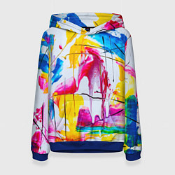 Толстовка-худи женская Красочный принт, цвет: 3D-синий