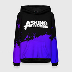 Толстовка-худи женская Asking Alexandria purple grunge, цвет: 3D-черный