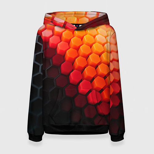 Женская толстовка Hexagon orange / 3D-Черный – фото 1