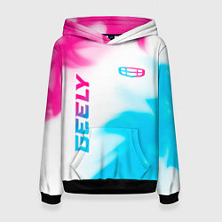 Толстовка-худи женская Geely neon gradient style: надпись, символ, цвет: 3D-черный