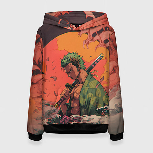 Женская толстовка Зоро на закате - One Piece / 3D-Черный – фото 1