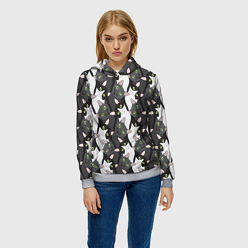 Женская толстовка Кошки с зелеными глазами / 3D-Меланж – фото 3