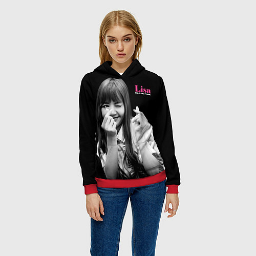 Женская толстовка Blackpink Lisa Sign of love / 3D-Красный – фото 3