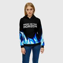 Толстовка-худи женская Bring Me the Horizon blue fire, цвет: 3D-черный — фото 2