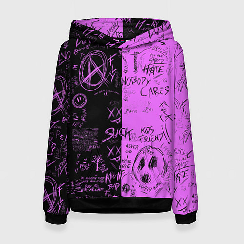 Женская толстовка Dead inside purple black / 3D-Черный – фото 1