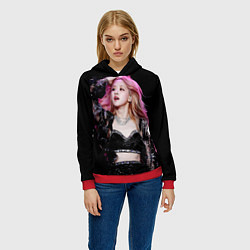 Толстовка-худи женская Blackpink Rose Pink hair, цвет: 3D-красный — фото 2