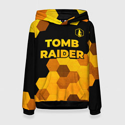 Толстовка-худи женская Tomb Raider - gold gradient: символ сверху, цвет: 3D-черный