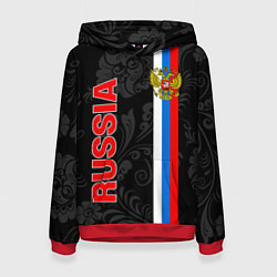 Толстовка-худи женская Russia black style, цвет: 3D-красный