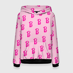 Толстовка-худи женская Барби паттерн буква B, цвет: 3D-черный