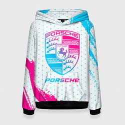 Толстовка-худи женская Porsche neon gradient style, цвет: 3D-черный