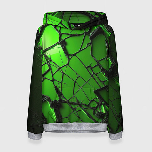 Женская толстовка Зеленое треснутое стекло / 3D-Меланж – фото 1