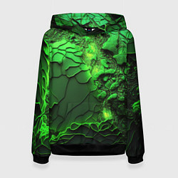 Толстовка-худи женская Объемная зеленая текстура, цвет: 3D-черный