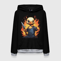 Толстовка-худи женская Кровожадный утенок с ножом в огне, цвет: 3D-меланж