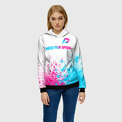 Толстовка-худи женская Need for Speed neon gradient style: символ сверху, цвет: 3D-черный — фото 2