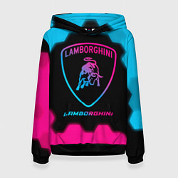 Толстовка-худи женская Lamborghini - neon gradient, цвет: 3D-черный