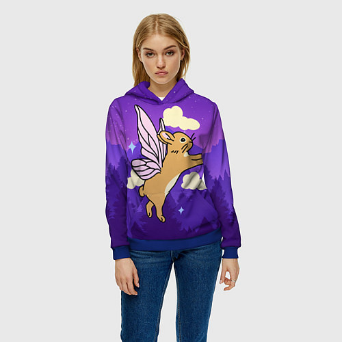 Женская толстовка Лунный кролик с крыльями / 3D-Синий – фото 3