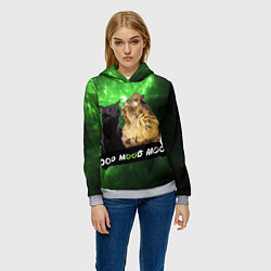 Толстовка-худи женская Mood - коты из ТикТок, цвет: 3D-меланж — фото 2