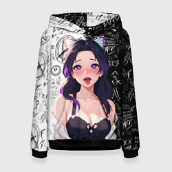 Толстовка-худи женская Шинобу Кочо ахегао - Клинок демонов, цвет: 3D-черный