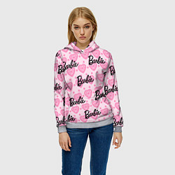 Толстовка-худи женская Логотип Барби и розовое кружево, цвет: 3D-меланж — фото 2