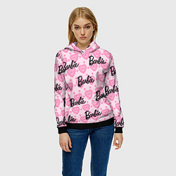 Толстовка-худи женская Логотип Барби и розовое кружево, цвет: 3D-черный — фото 2