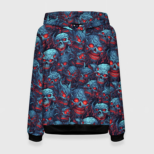 Женская толстовка Monster skulls pattern / 3D-Черный – фото 1