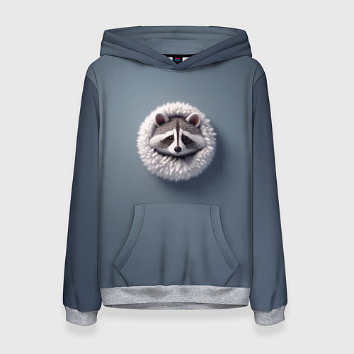 Женская толстовка Мордочка маленького енота / 3D-Меланж – фото 1