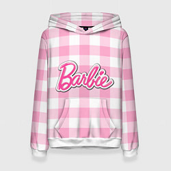 Женская толстовка Барби лого розовая клетка
