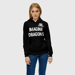 Толстовка-худи женская Imagine Dragons glitch на темном фоне: символ свер, цвет: 3D-черный — фото 2